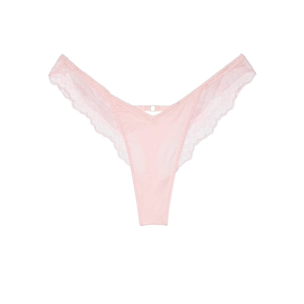 Rose lace-trim high-leg thong panty l-Imbracaminte-