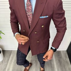 Sacou barbati slim fit  2 randuri de nasturi cu defect DEF765 D4-5.1-Sacouri barbati