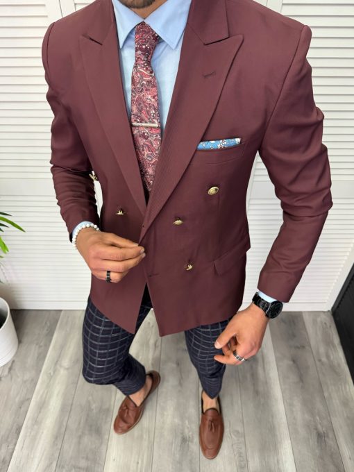Sacou barbati slim fit  2 randuri de nasturi cu defect DEF765 D4-5.1-Sacouri barbati