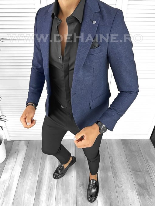 Sacou barbati slim fit bleumarin B8306 D3-3.1-Sacouri barbati