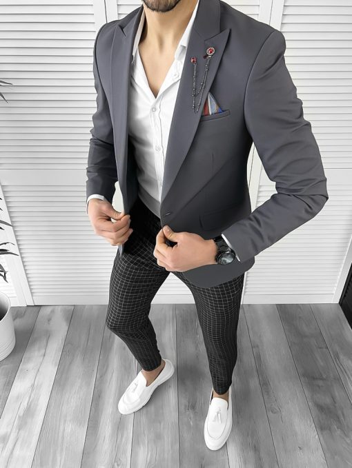 Sacou barbati slim fit gri 10273  O3-3.2-Sacouri barbati