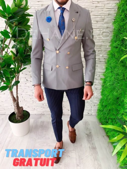 Sacou barbati slim fit gri 11715  N8-3.1-Sacouri barbati