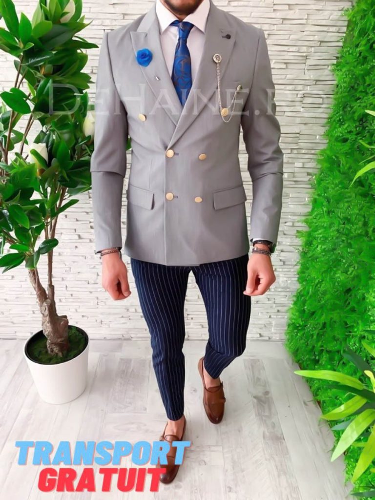 Sacou barbati slim fit gri 11715  N8-3.1-Sacouri barbati