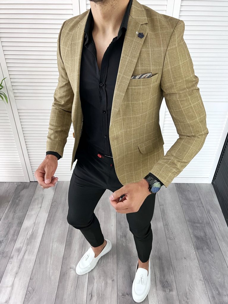 Sacou barbati slim fit in carouri 11978 D3-5.1-Sacouri barbati