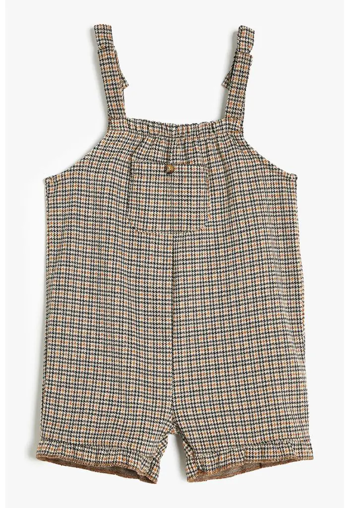 Salopeta lunga cu model herringbone-FETE/IMBRACAMINTE/Salopete-IMBRACAMINTE/Salopete