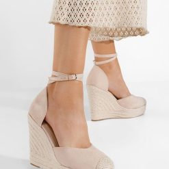 Sandale cu platforma tip espadrile Saniza bej-Sandale cu platforma-Espadrile cu platforma