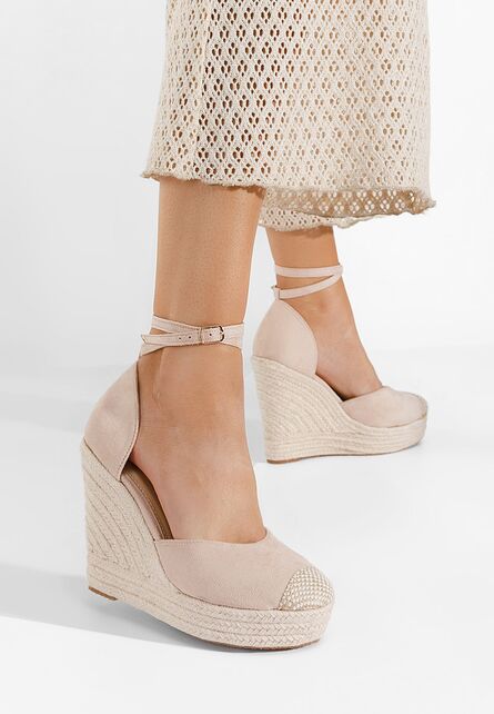 Sandale cu platforma tip espadrile Saniza bej-Sandale cu platforma-Espadrile cu platforma
