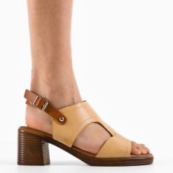 Sandale cu toc Ashton Bej 3