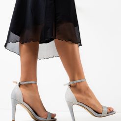 Sandale cu toc Ayrane Argintii 2