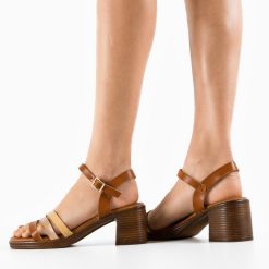Sandale cu toc Fiore Camel 2