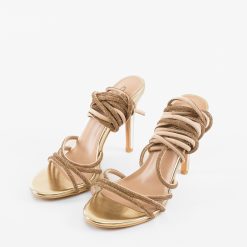 Sandale cu toc Flemi Aurii 3