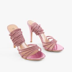Sandale cu toc Flemi Roz 3