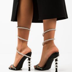 Sandale cu toc Hesperos Negre 4