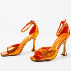 Sandale cu toc Honeyman Portocalii 5