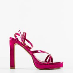 Sandale cu toc Lelesa Fuchsia 4