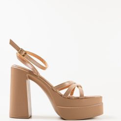 Sandale cu toc Shreya Bej 4