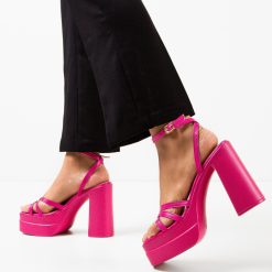 Sandale cu toc Shreya Fuchsia 2