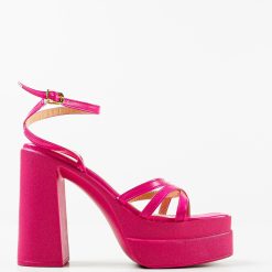 Sandale cu toc Shreya Fuchsia 4