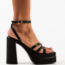 Sandale cu toc Shreya Negre 2