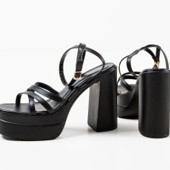 Sandale cu toc Shreya Negre 4