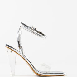Sandale cu toc Vazana Argintii 4