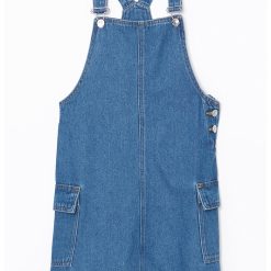 Sarafan din denim cu buzunare cu clapa-FETE/IMBRACAMINTE/Rochii-IMBRACAMINTE/Rochii