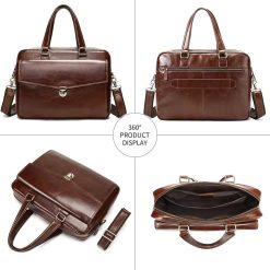 Servieta pentru barbati Dael GT3283 piele naturala Negru 4