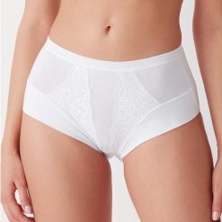 Set 2 perechi chiloti clasici bumbac cu talia medie si dantela Cotonella GD177 0002-FEMEI