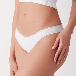 Set 3 perechi chiloti brazilieni bumbac cu talia joasa si dantela Cotonella GD292 0003-FEMEI