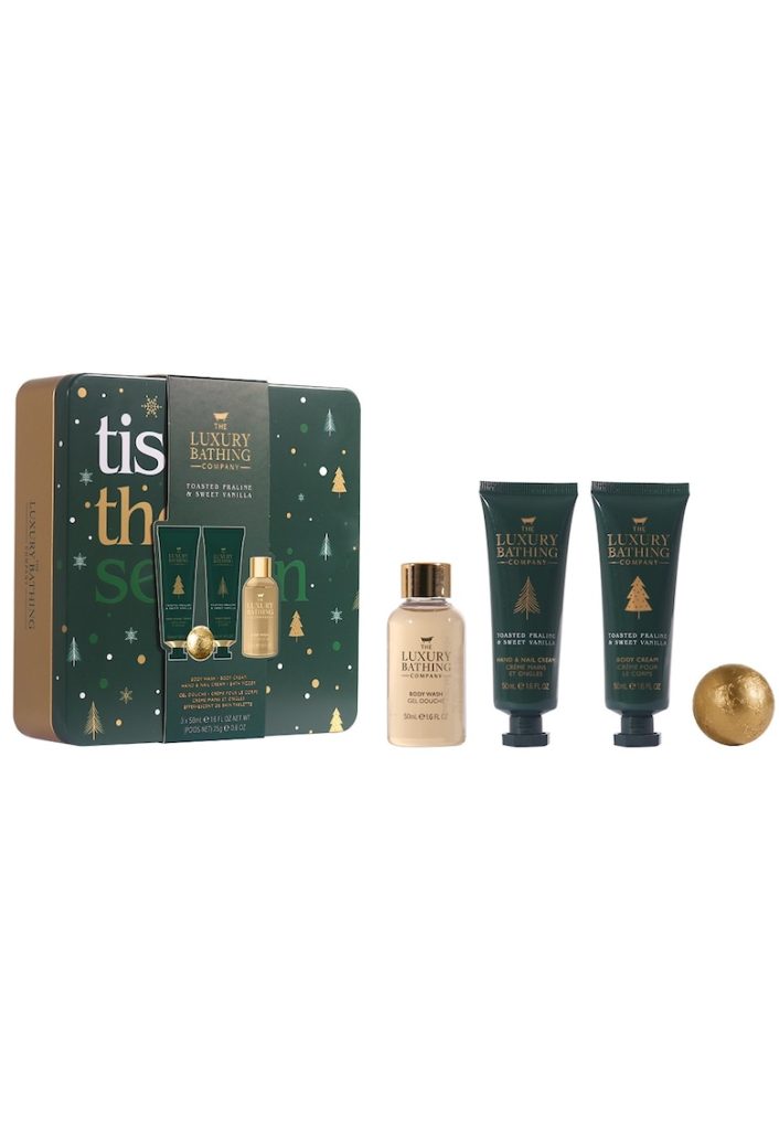 Set Cadou Tis the Season - Toasted Praline & Sweet Vanilla - Crema Maini si Unghii - Crema Corp - Gel de Dus - Bila de Baie - Cutie Metalica cu Print si Capac -  4 articole-FEMEI/INGRIJIRE COSMETICA/Ingrijire corp-INGRIJIRE COSMETICA/Ingrijire corp