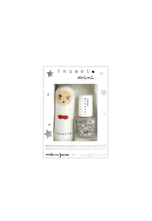 Set cadou copii balsam de buze cu parfum de vata de zahar & oja pe baza de apa fara parfum -  2 buc-FEMEI/GENTI SI ACCESORII/Produse cosmetice-GENTI SI ACCESORII/Produse cosmetice