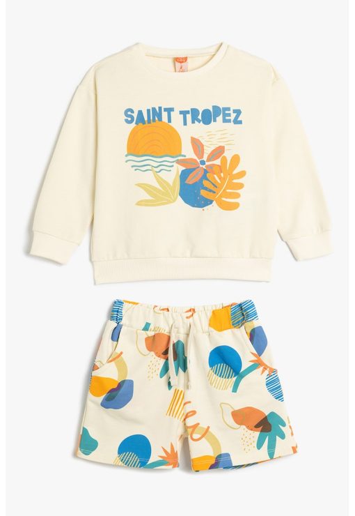Set de bluza de trening din bumbac cu model si pantaloni scurti-BAIETI/IMBRACAMINTE/Seturi de imbracaminte-IMBRACAMINTE/Seturi de imbracaminte