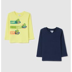 Set de bluze de bumbac cu imprimeu grafic - 2 perechi-BAIETI/IMBRACAMINTE/Bluze-IMBRACAMINTE/Bluze