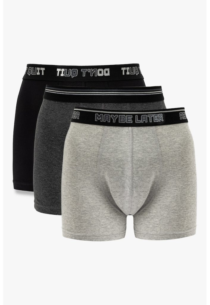 Set de boxeri cu banda text in talie - 3 perechi-BARBATI/IMBRACAMINTE/Lenjerie intima-IMBRACAMINTE/Lenjerie intima