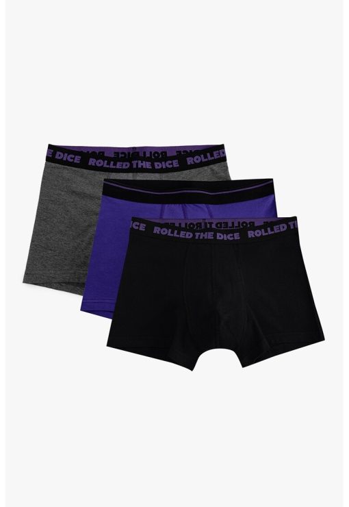Set de boxeri cu imprimeu text - 3 Perechi-BARBATI/IMBRACAMINTE/Lenjerie intima-IMBRACAMINTE/Lenjerie intima