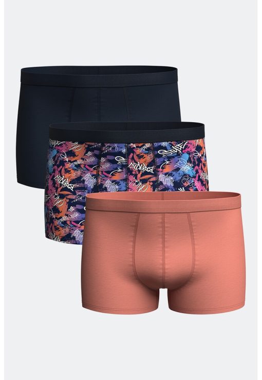 Set de boxeri uni si cu model - 3 perechi-BARBATI/IMBRACAMINTE/Lenjerie intima-IMBRACAMINTE/Lenjerie intima