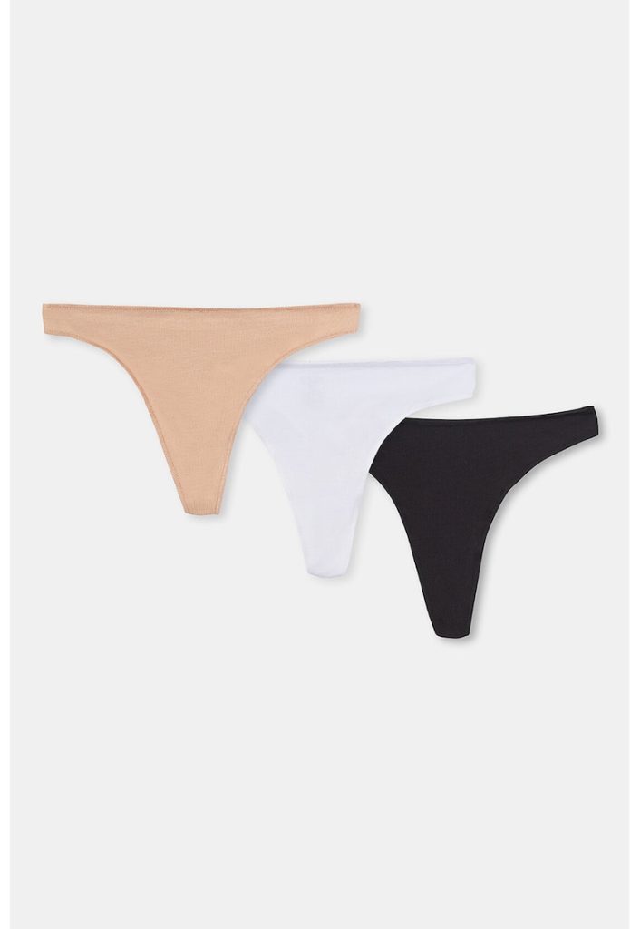 Set de chiloti tanga din amestec de bumbac - 3 perechi-FEMEI/IMBRACAMINTE/Lenjerie intima-IMBRACAMINTE/Lenjerie intima