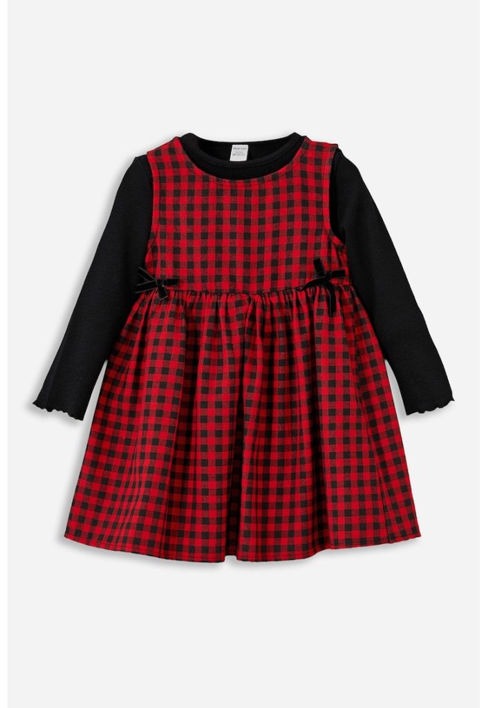 Set de rochie cu croiala in A - model gingham si bluza uni-FETE/IMBRACAMINTE/Rochii-IMBRACAMINTE/Rochii