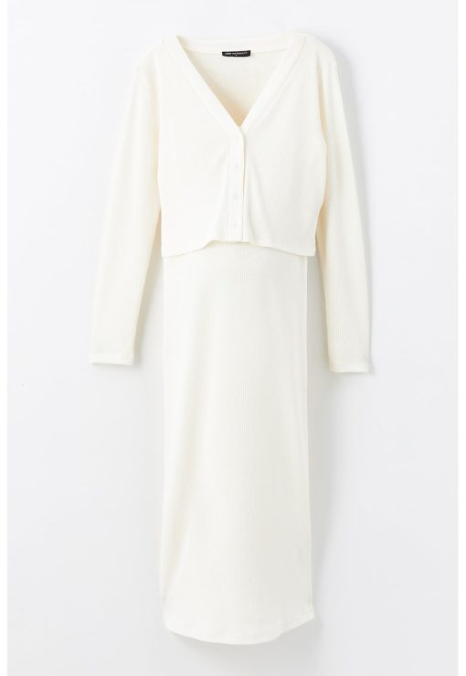 Set de rochie midi si cardigan - 2 piese-FEMEI/IMBRACAMINTE/Seturi imbracaminte-IMBRACAMINTE/Seturi imbracaminte