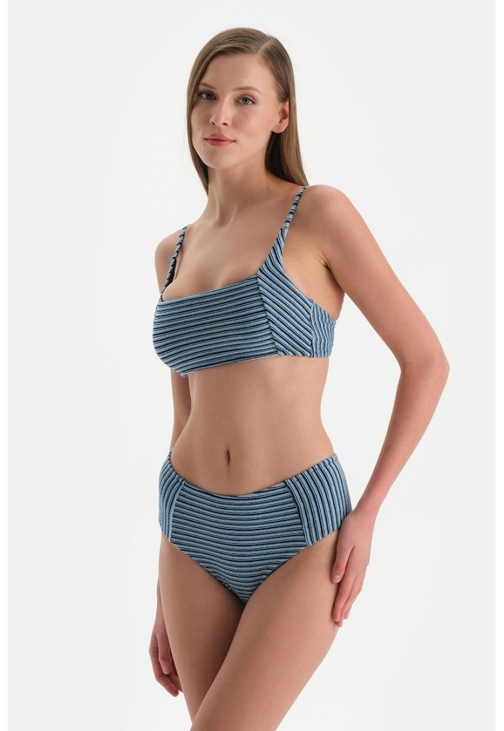 Slip cu talie inalta si model in dungi-FEMEI/IMBRACAMINTE/Costume de baie-IMBRACAMINTE/Costume de baie