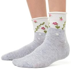 Sosete copii gri deschis cu floricele Steven S014-439-COPII