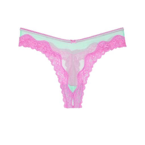 Tease mesh lace-trim high-leg thong panty xs-Imbracaminte-