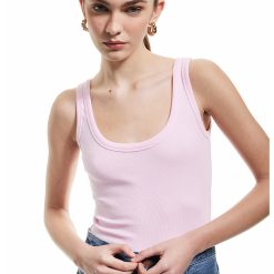 Top-body din amestec de bumbac cu decolteu drapat-FEMEI/IMBRACAMINTE/Tricouri si maiouri-IMBRACAMINTE/Tricouri si maiouri
