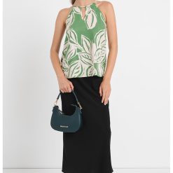 Top cu decolteu halter si model floral-FEMEI/IMBRACAMINTE/Tricouri si maiouri-IMBRACAMINTE/Tricouri si maiouri