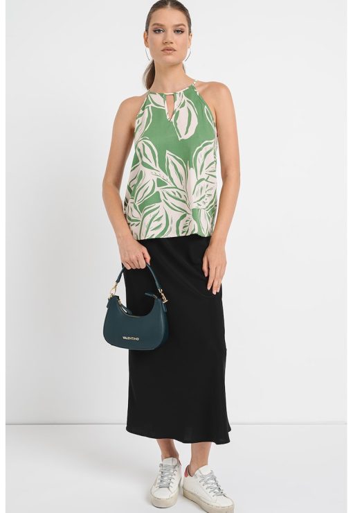 Top cu decolteu halter si model floral-FEMEI/IMBRACAMINTE/Tricouri si maiouri-IMBRACAMINTE/Tricouri si maiouri
