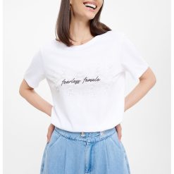 Top din amestec de bumbac cu model text-FEMEI/IMBRACAMINTE/Tricouri si maiouri-IMBRACAMINTE/Tricouri si maiouri