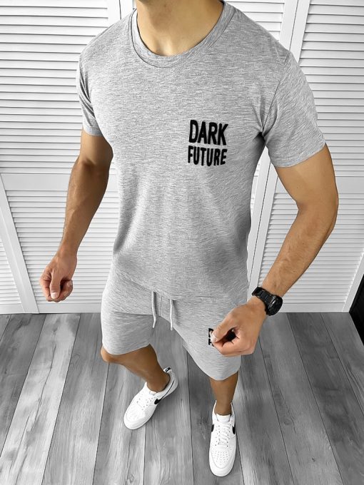 Trening barbati gri pantaloni + tricou 11699 D4-5.4-Trening