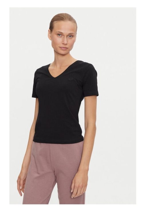 Tricou 4FWAW24TTSHF1649 Negru Slim Fit - Bumbac-FEMEI/IMBRACAMINTE/Tricouri si maiouri-IMBRACAMINTE/Tricouri si maiouri