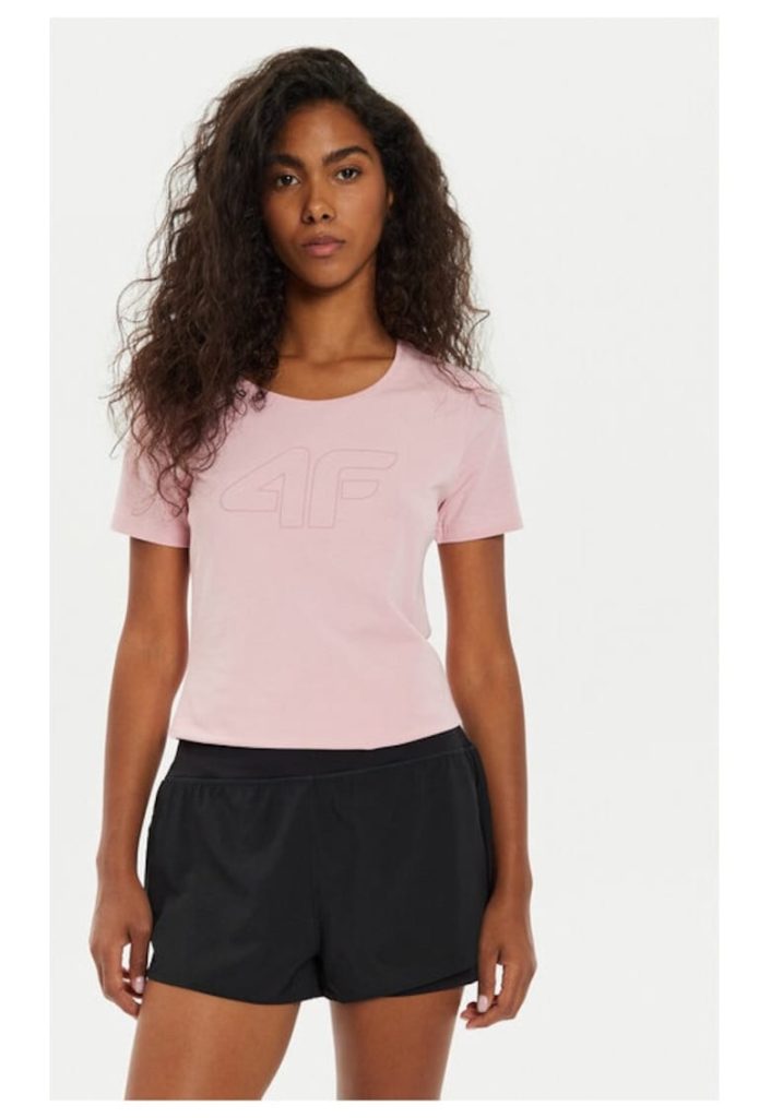 Tricou 4FWMM00TTSHF1846 Roz Slim Fit - Bumbac-FEMEI/IMBRACAMINTE/Tricouri si maiouri-IMBRACAMINTE/Tricouri si maiouri