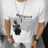 Tricou barbati alb  cu imprimeu  slim  Y205 22A-5.1-Tricouri